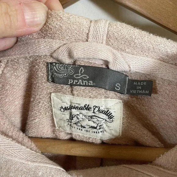 PrAna Cozy Up Summer Pullover Light Pink 3/4 Sleeve Hoodie Small - Picture 3 of 5